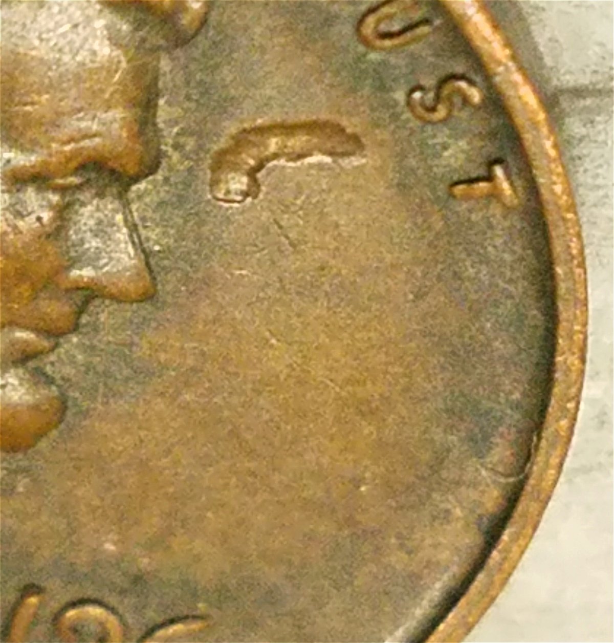 1961-P-Lincoln-Cent-Curved-Struck-Through-Or-Lamination-Near-Face?
